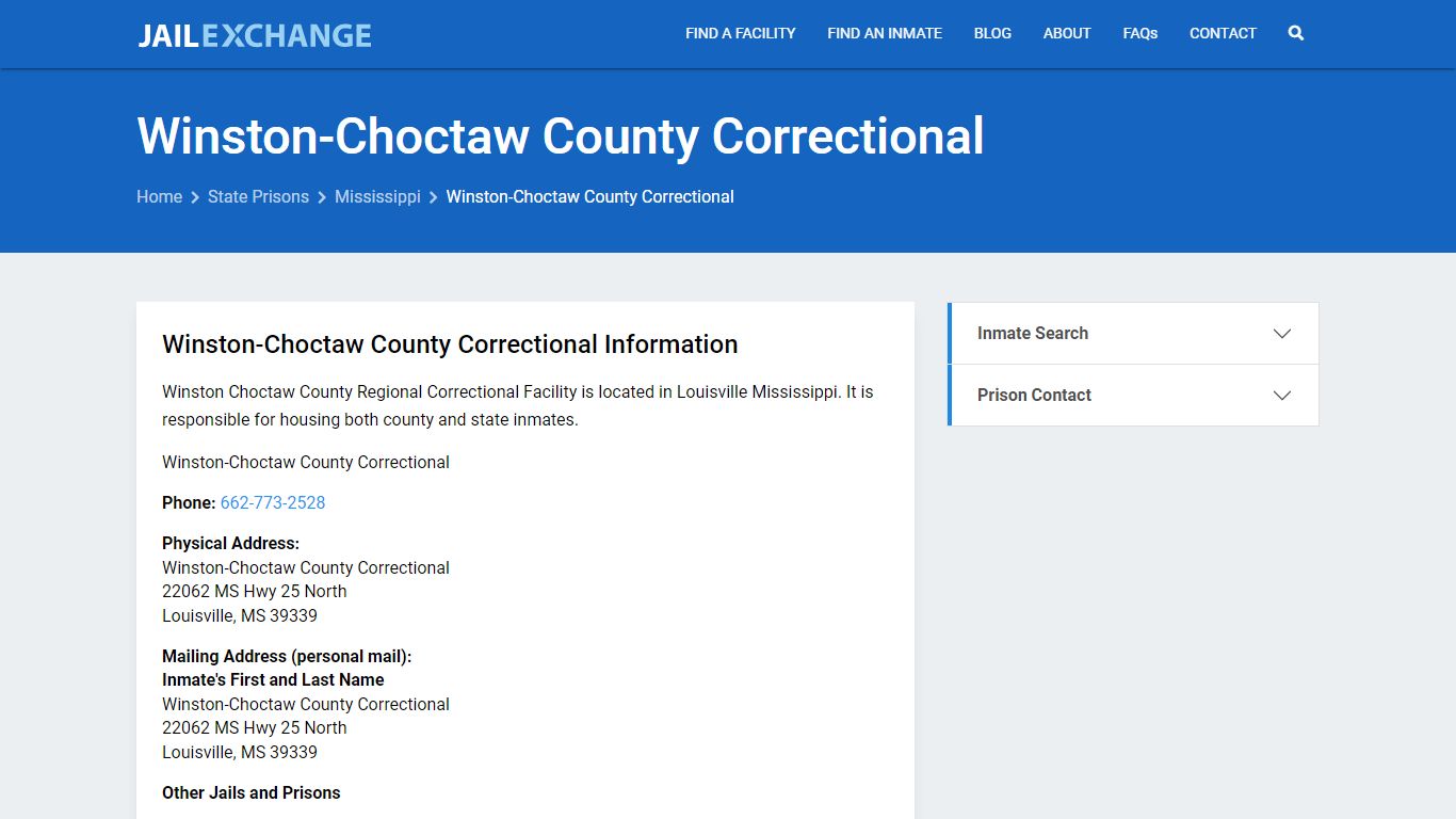 Winston-Choctaw County Correctional Inmate Search, MS - Jail Exchange